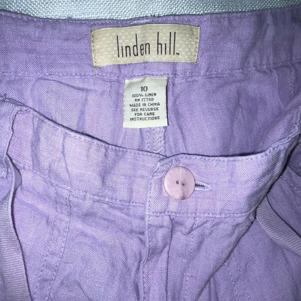 Linden Hill 100% Linen Purple Pastel Pants Relaxed Fit Cropped - Picture 4 of 12